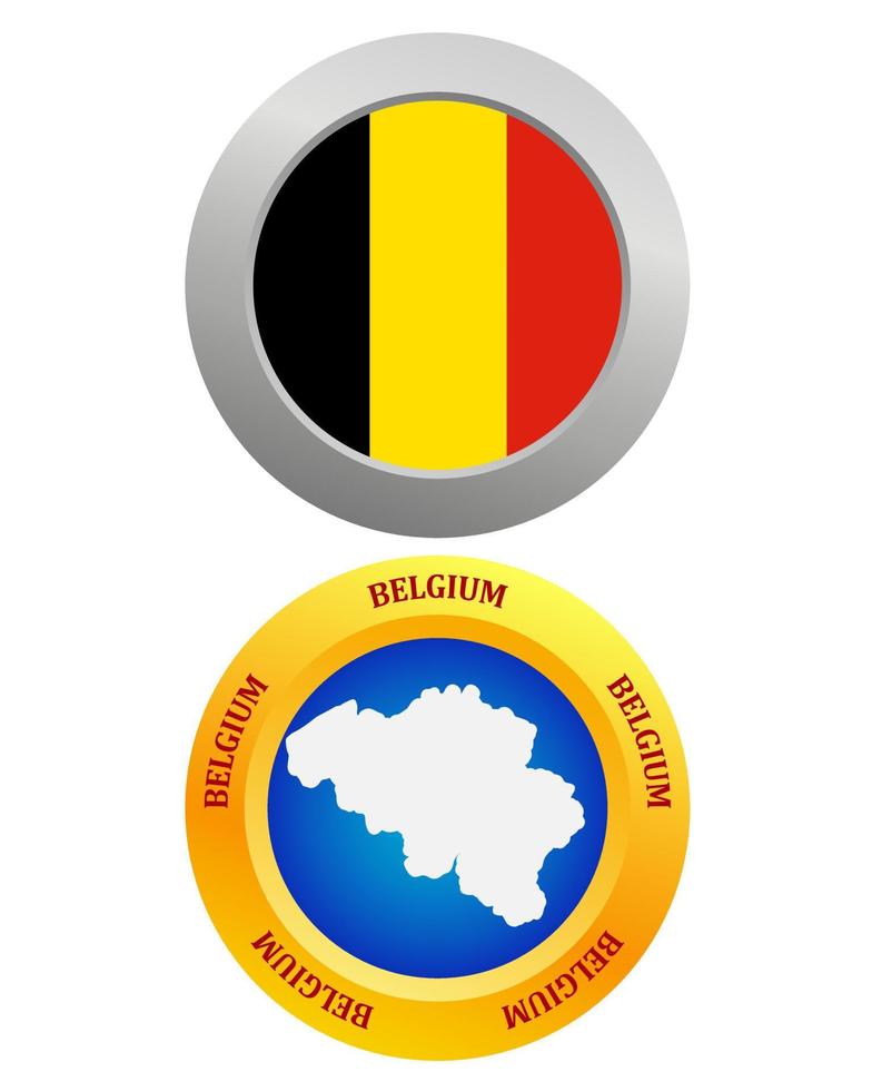 button as a symbol of Belgium flag and a map on a white background vector