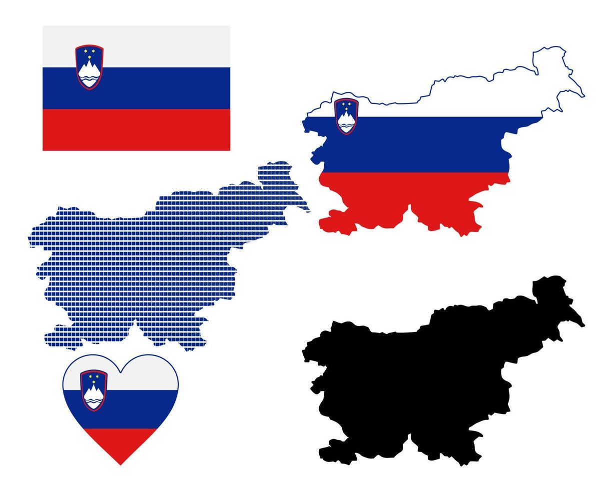 map of Slovenia and different types of symbols on a white background vector