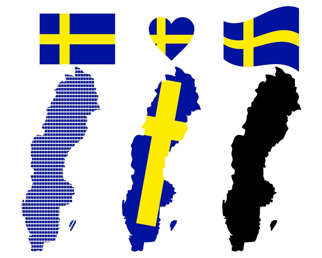 mapa de suecia diferentes tipos y símbolos sobre un fondo blanco vector