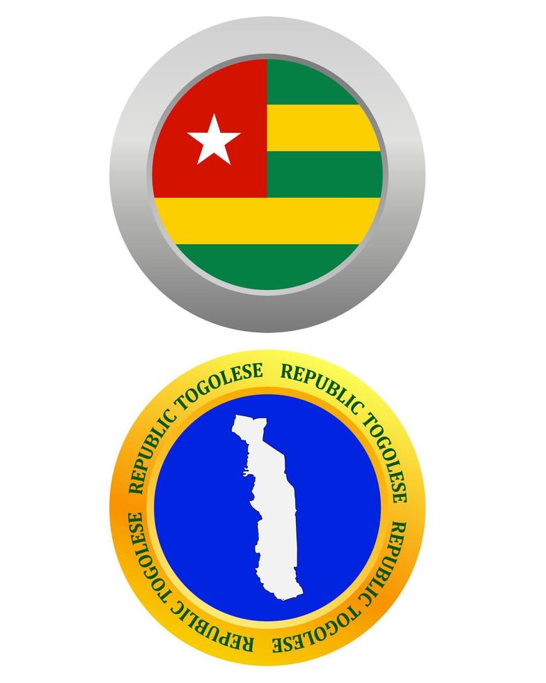 botón como símbolo de la república togolesa y mapa sobre un fondo blanco vector