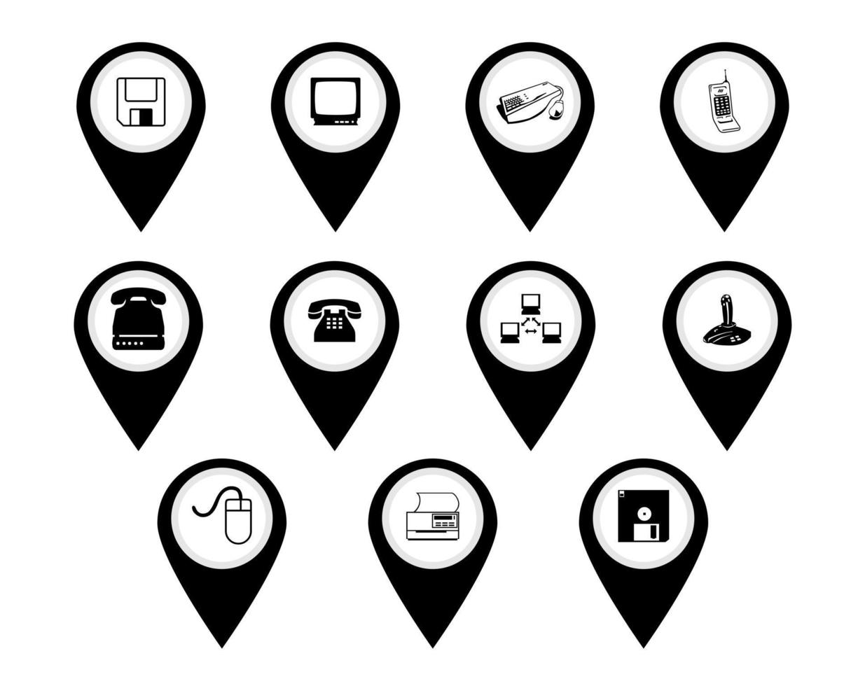 diferentes señales de tecnología y computadoras en un fondo blanco vector