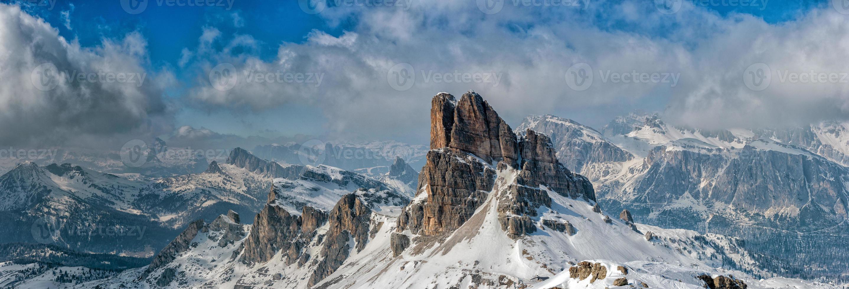 Dolomites huge panorama view in winter time photo