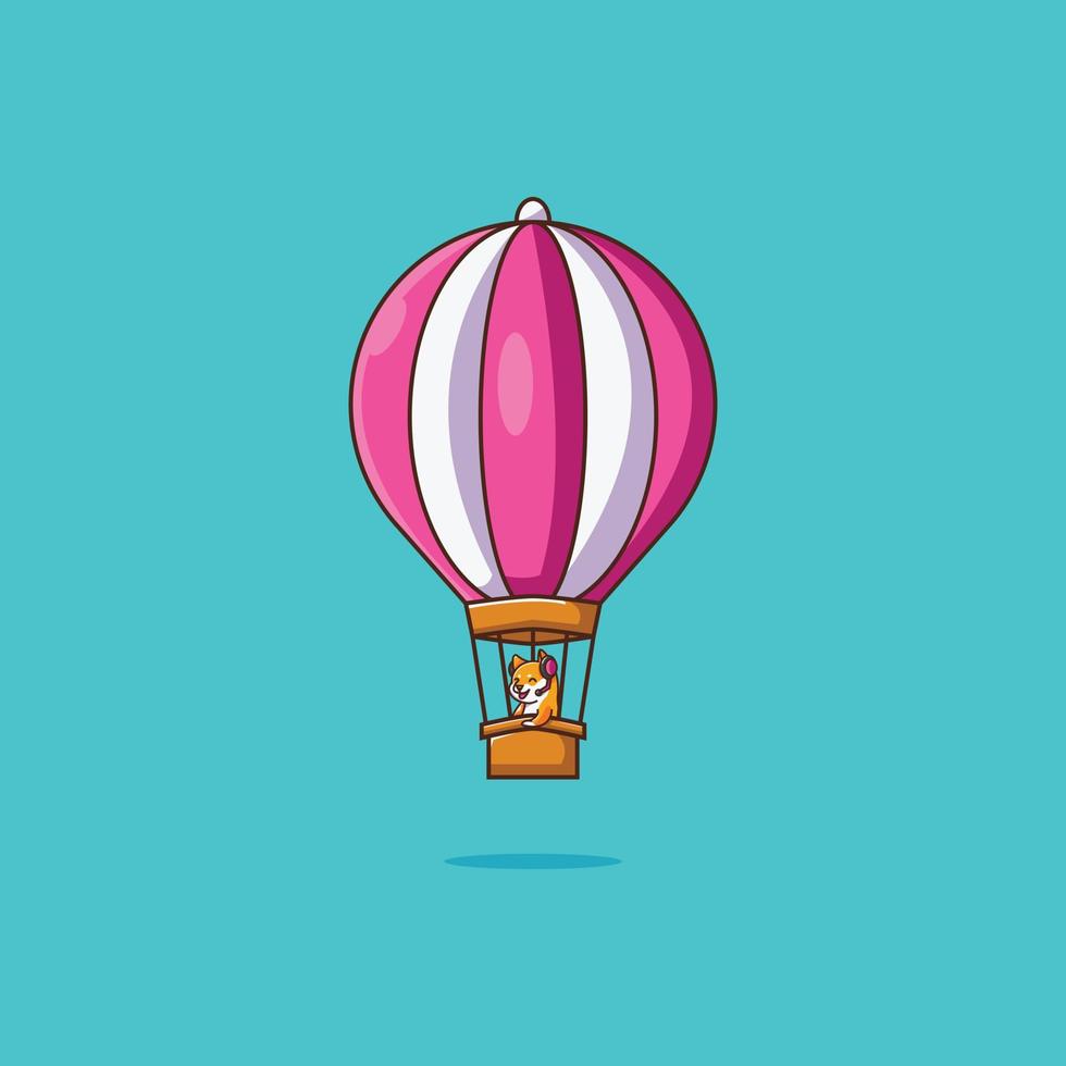 Hot air balloon logo with cute animals vector