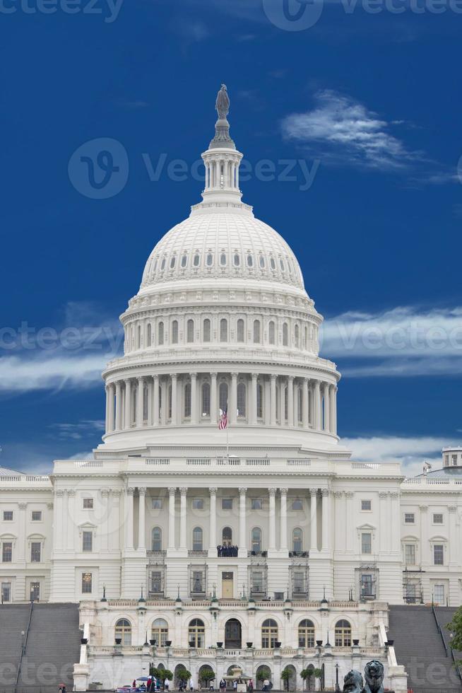 Washington DC Capital on deep blue sky background photo