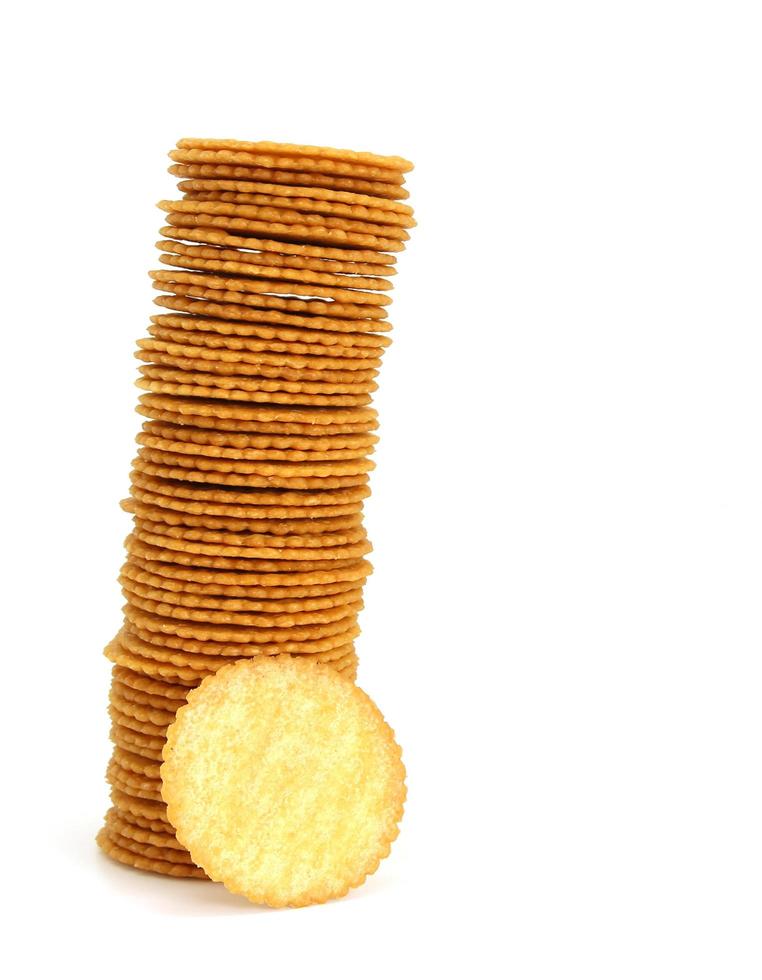 row round cracker isolated on white background photo