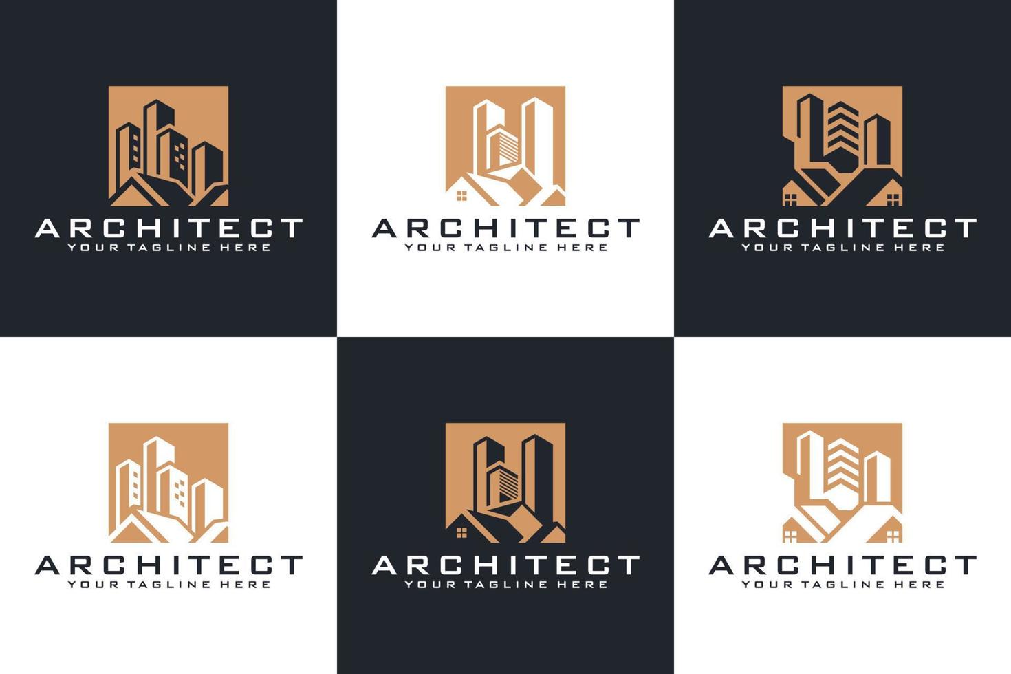 colección de inspiración para el diseño de logotipos de edificios, arquitectos vector