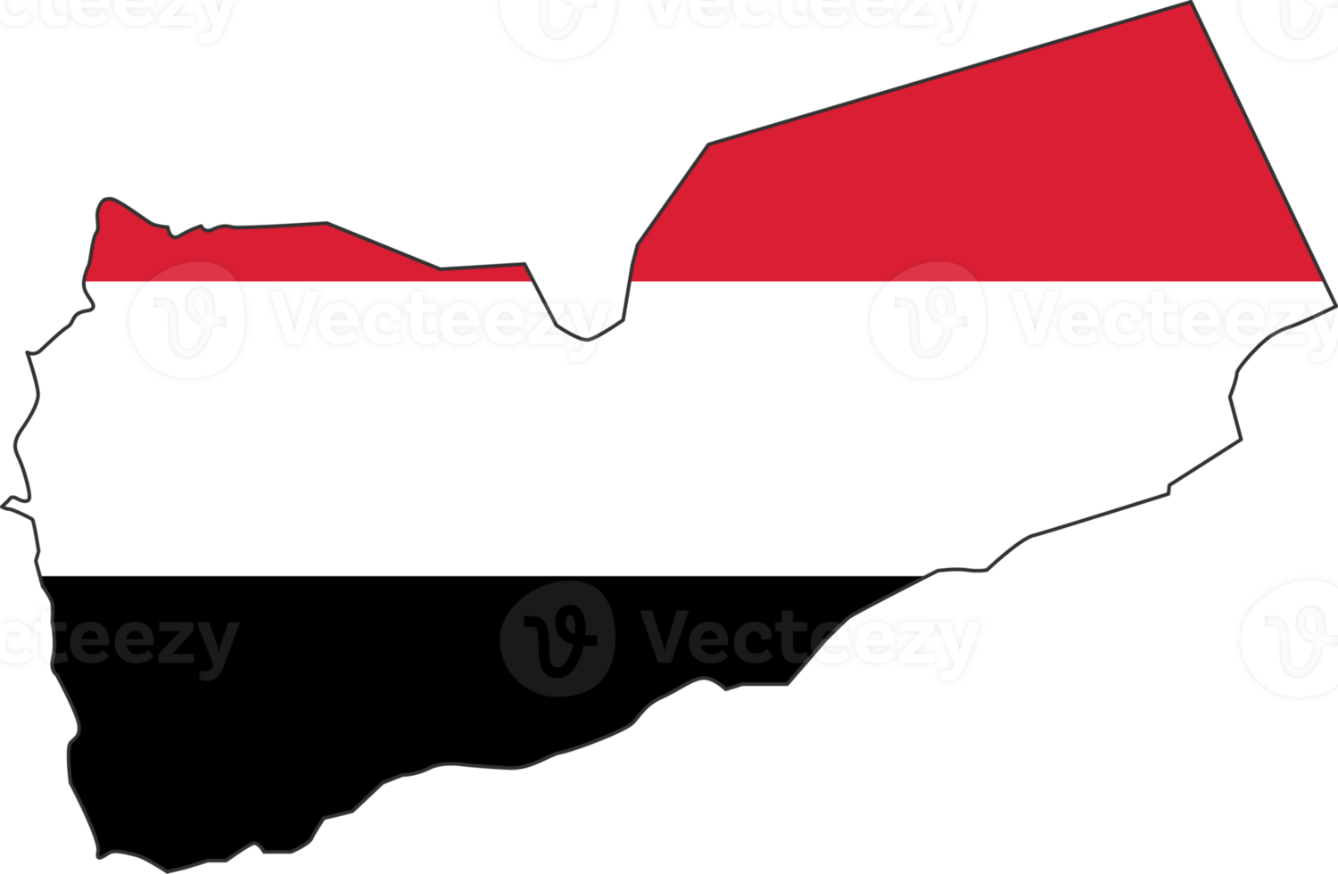 Yemen map city color of country flag. png