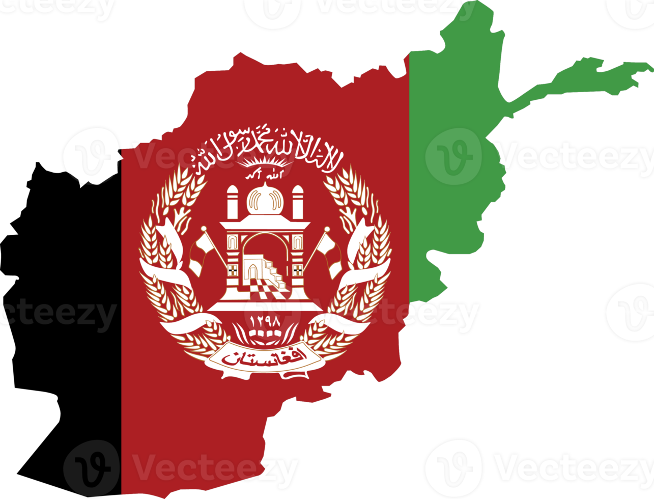 Afghanistan map city color of country flag. png