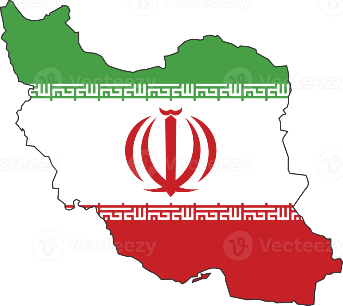 Iran map city color of country flag. png