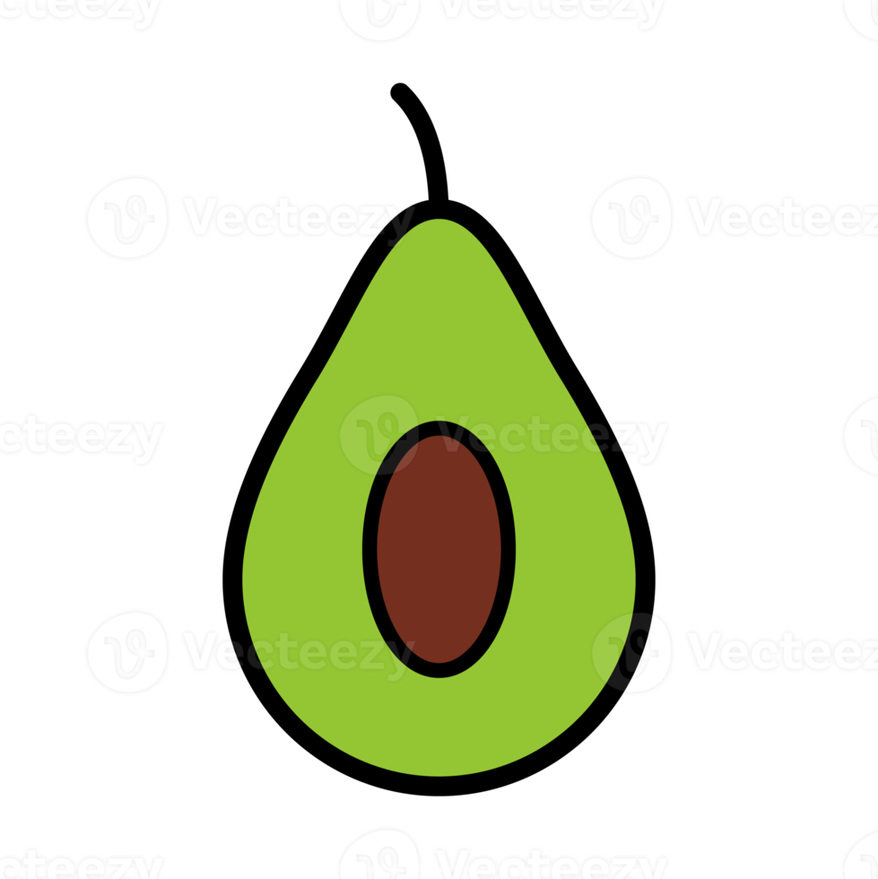 Isolated half avocado fruit illustration, perfect for illustrations and learning. png