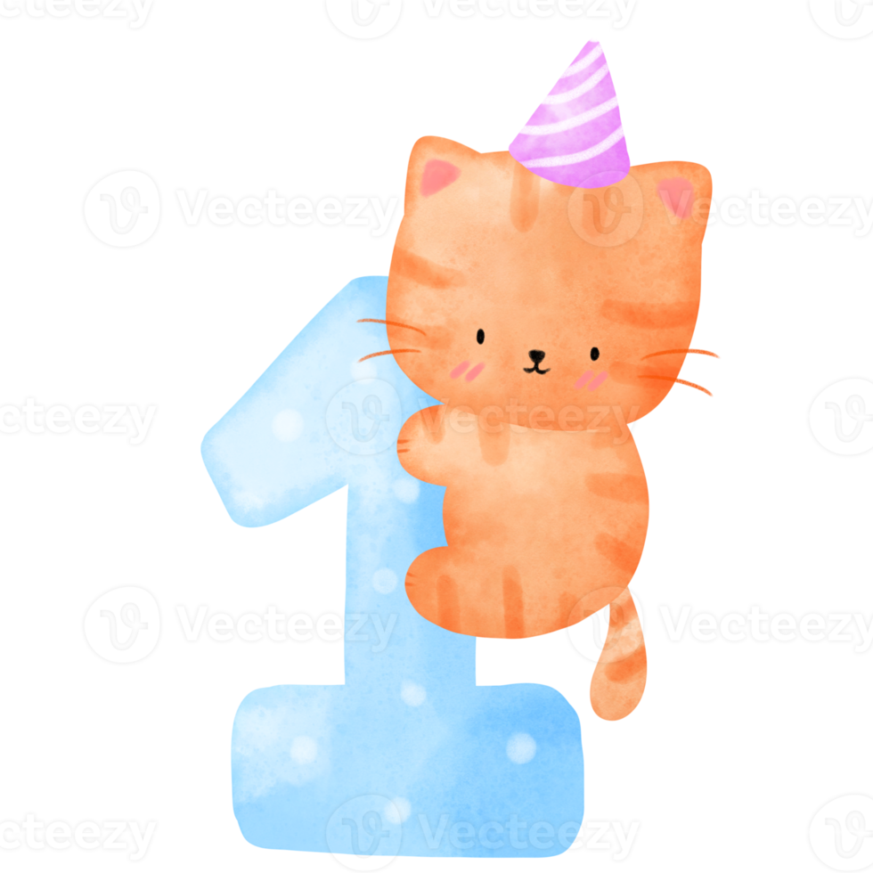 Cat and Birthday number png