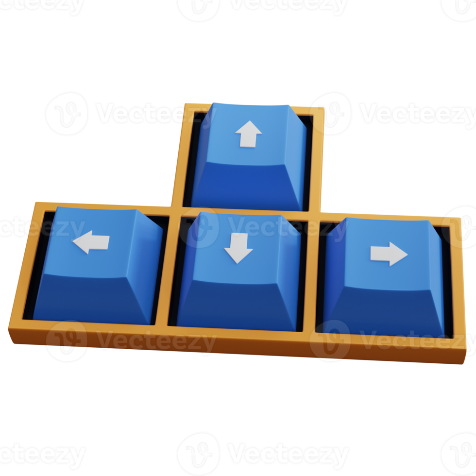 3D-Rendering Pfeiltasten der Tastatur isoliert png