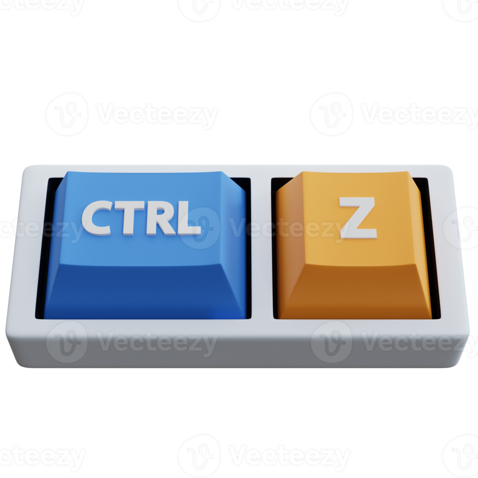 3d renderen ctrl en z toetsenbord sleutels geïsoleerd png