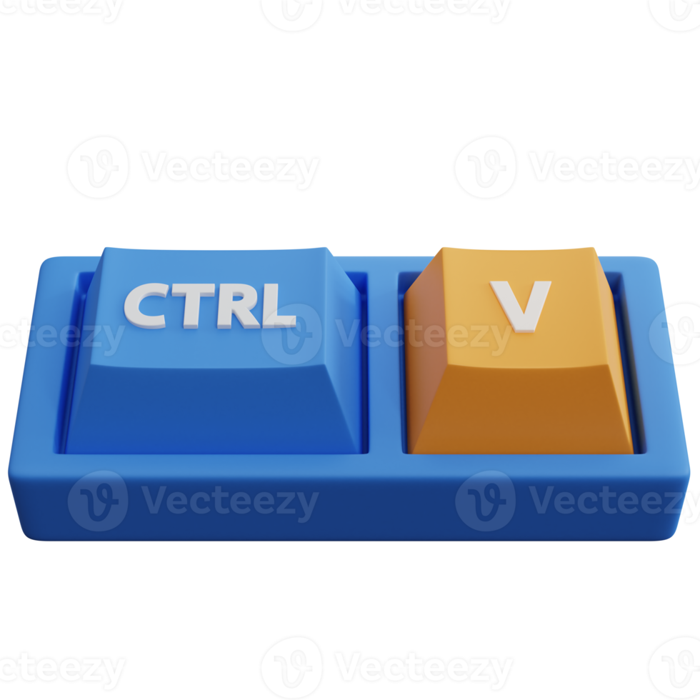 3d rendering ctrl and v keyboard keys isolated png