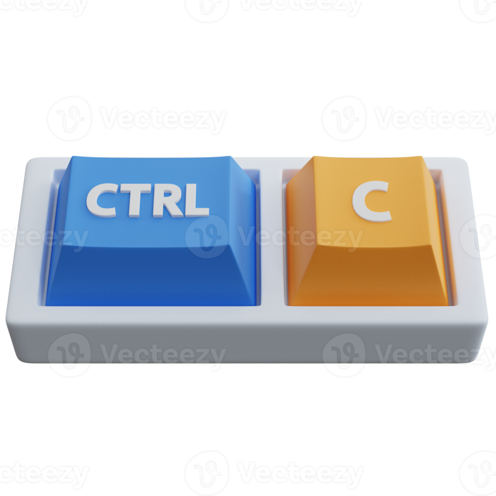 3d rendering ctrl and c keyboard keys isolated png