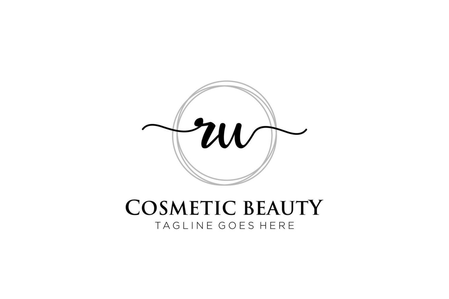 initial RU Feminine logo beauty monogram and elegant logo design, handwriting logo of initial signature, wedding, fashion, floral and botanical with creative template. vector