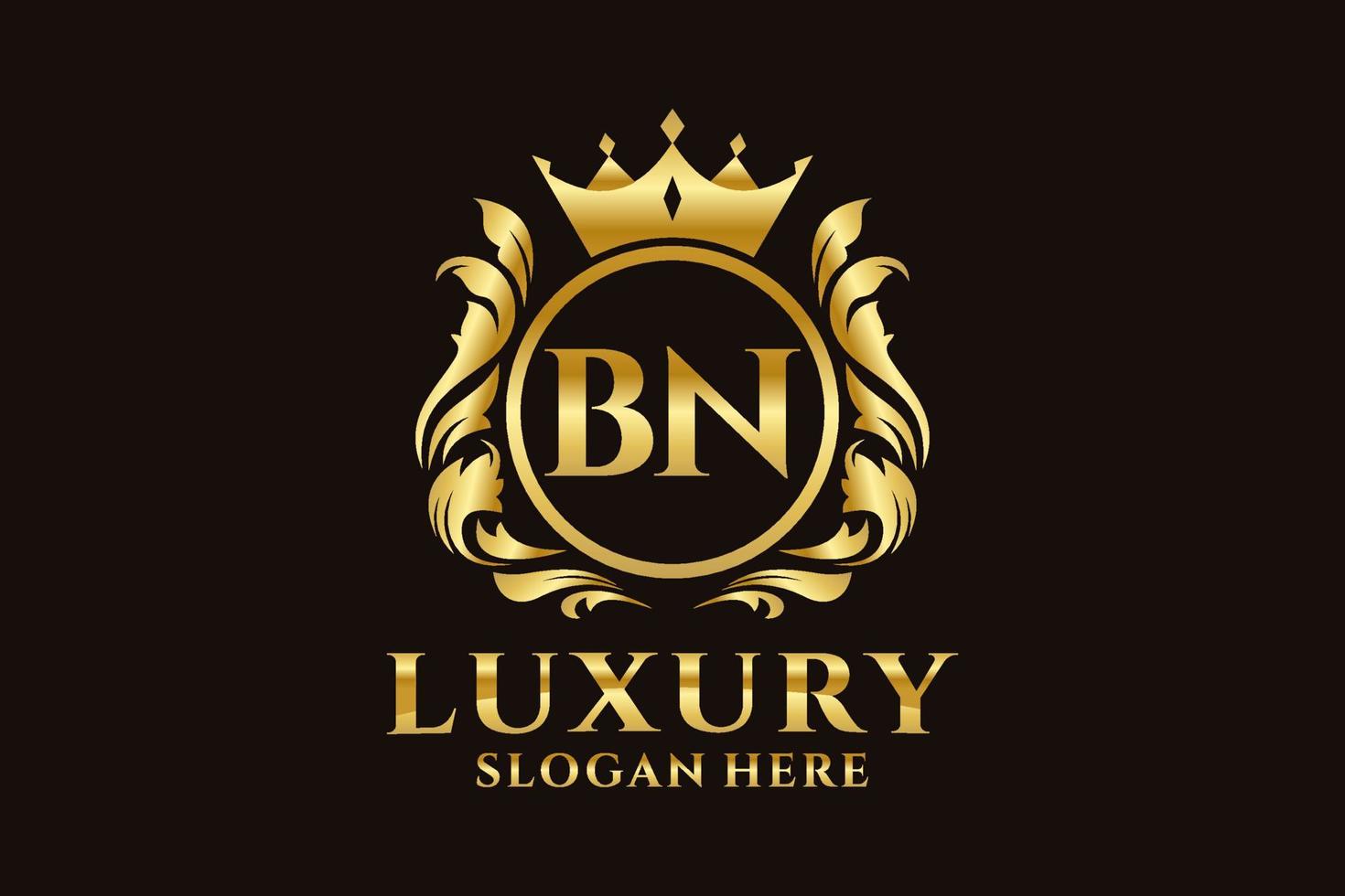 Initial BN Letter Royal Luxury Logo template in vector art for luxurious branding projects and other vector illustration.