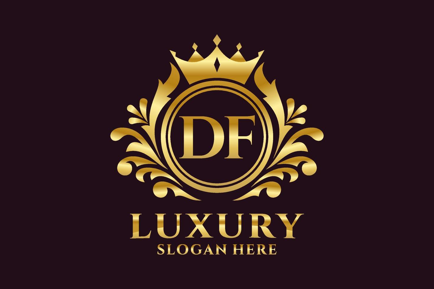 Initial DF Letter Royal Luxury Logo template in vector art for luxurious branding projects and other vector illustration.