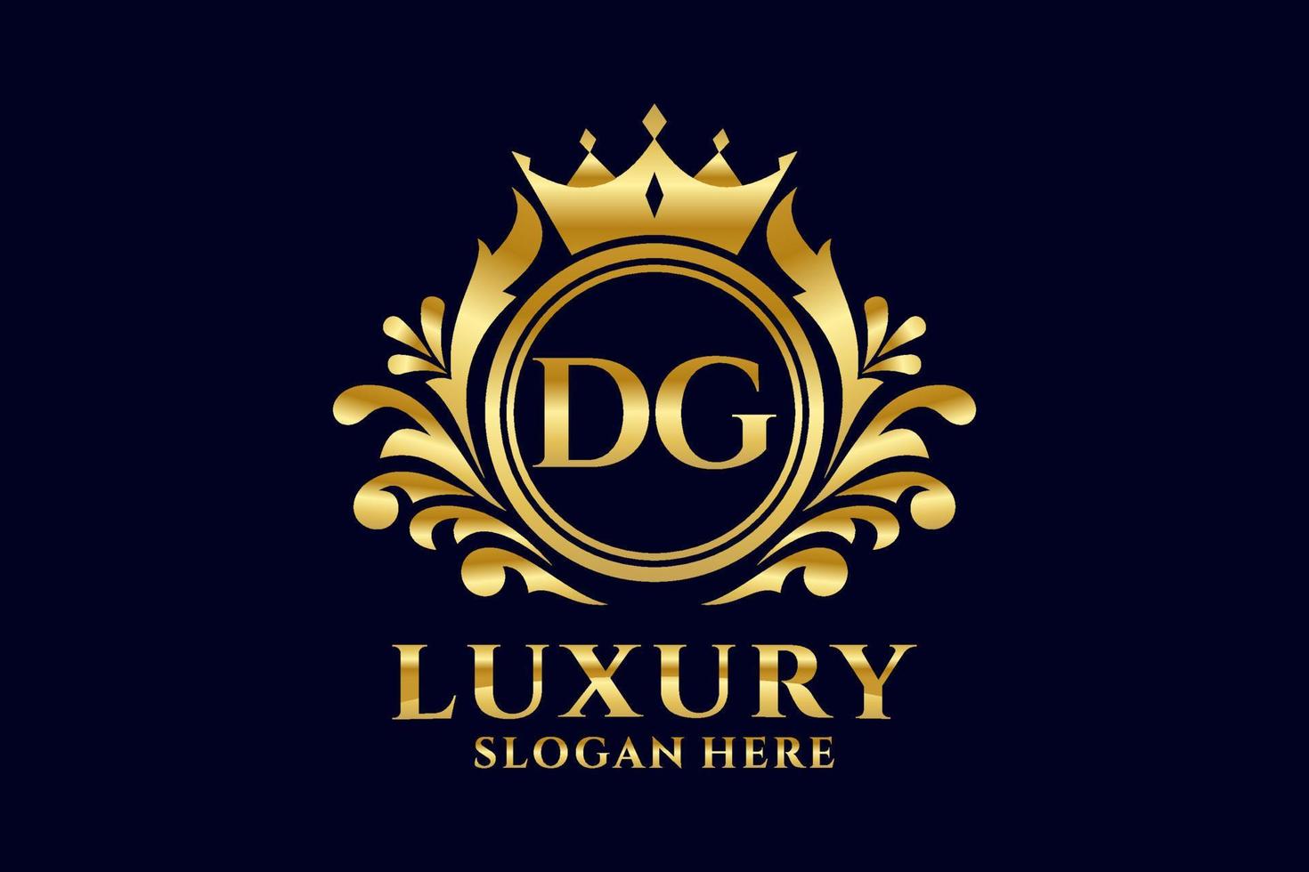 Initial DG Letter Royal Luxury Logo template in vector art for luxurious branding projects and other vector illustration.