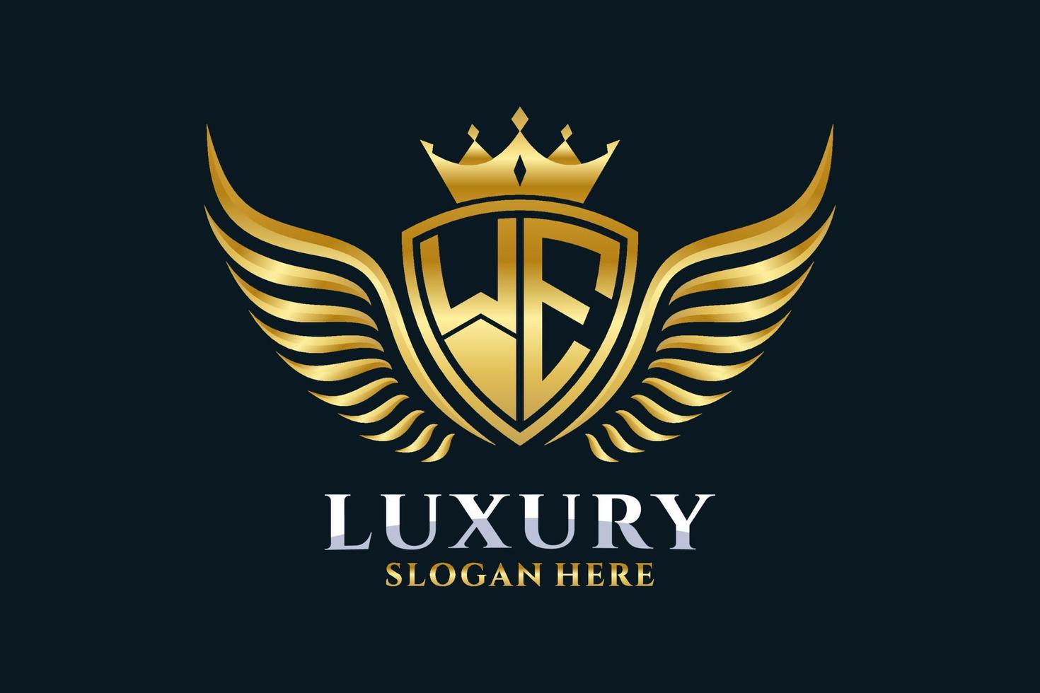 Luxury royal wing Letter WE crest Gold color Logo vector, Victory logo, crest logo, wing logo, vector logo template.
