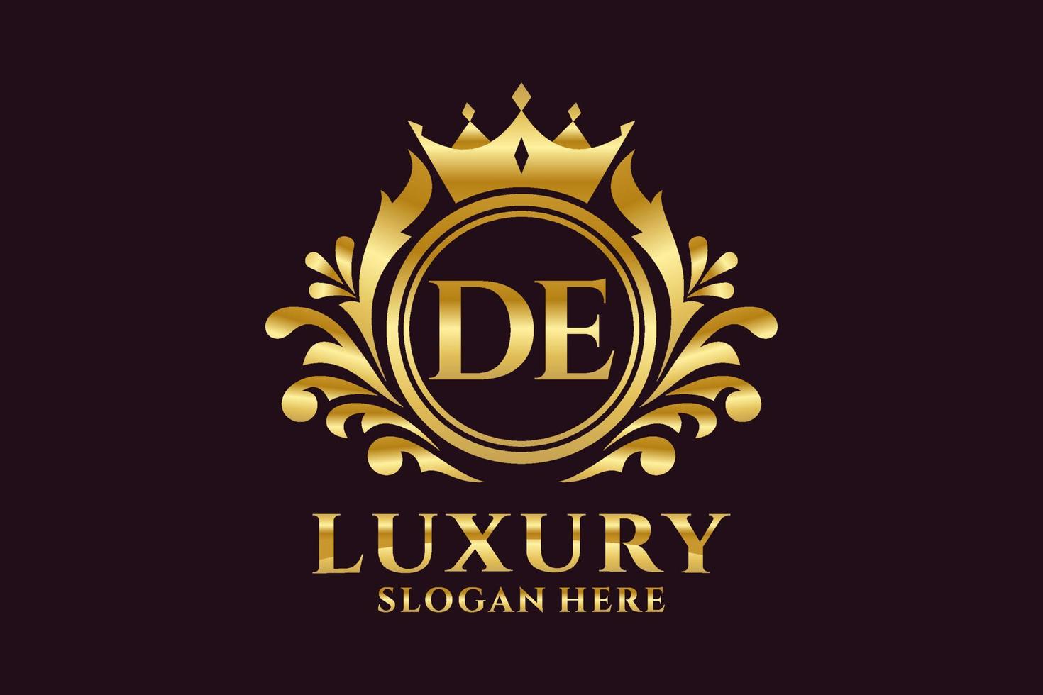 Initial DE Letter Royal Luxury Logo template in vector art for luxurious branding projects and other vector illustration.