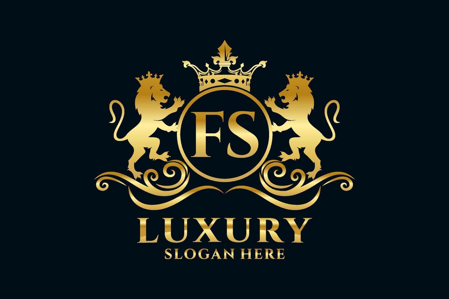 Initial FS Letter Lion Royal Luxury Logo template in vector art for luxurious branding projects and other vector illustration.