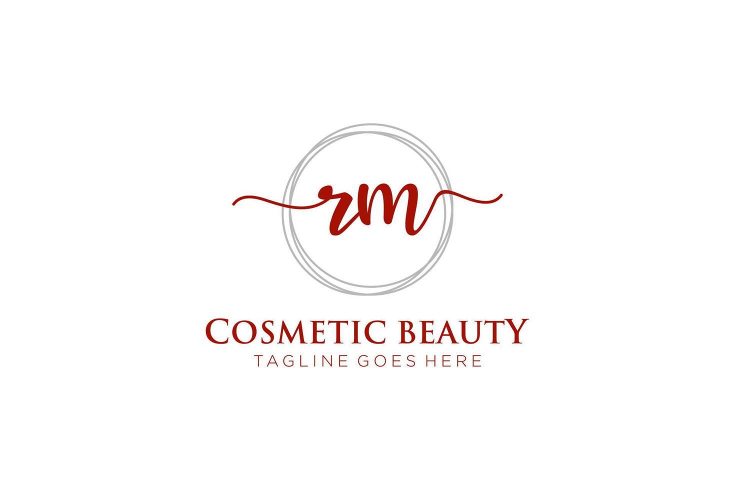 initial RM Feminine logo beauty monogram and elegant logo design, handwriting logo of initial signature, wedding, fashion, floral and botanical with creative template. vector