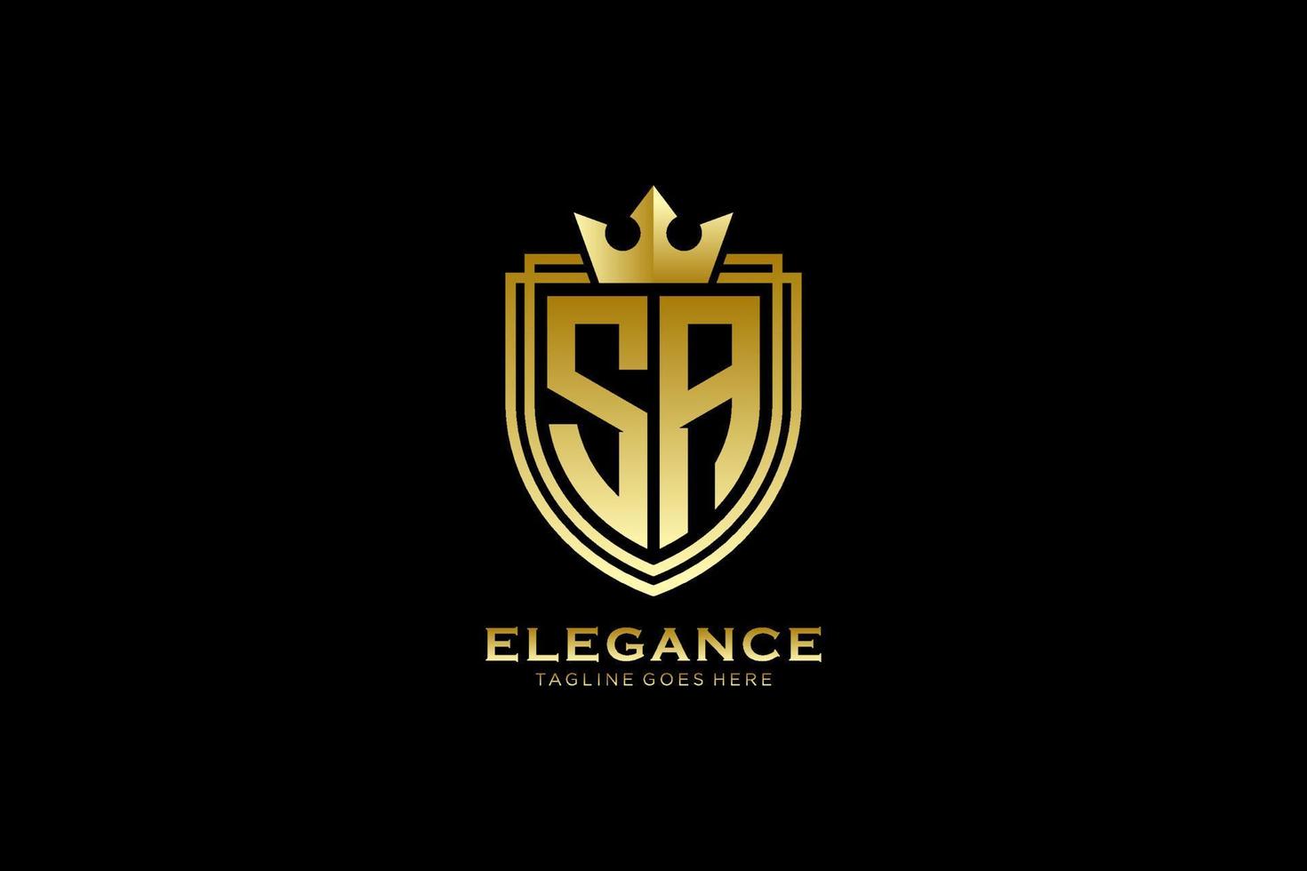 initial SA elegant luxury monogram logo or badge template with scrolls and royal crown - perfect for luxurious branding projects vector
