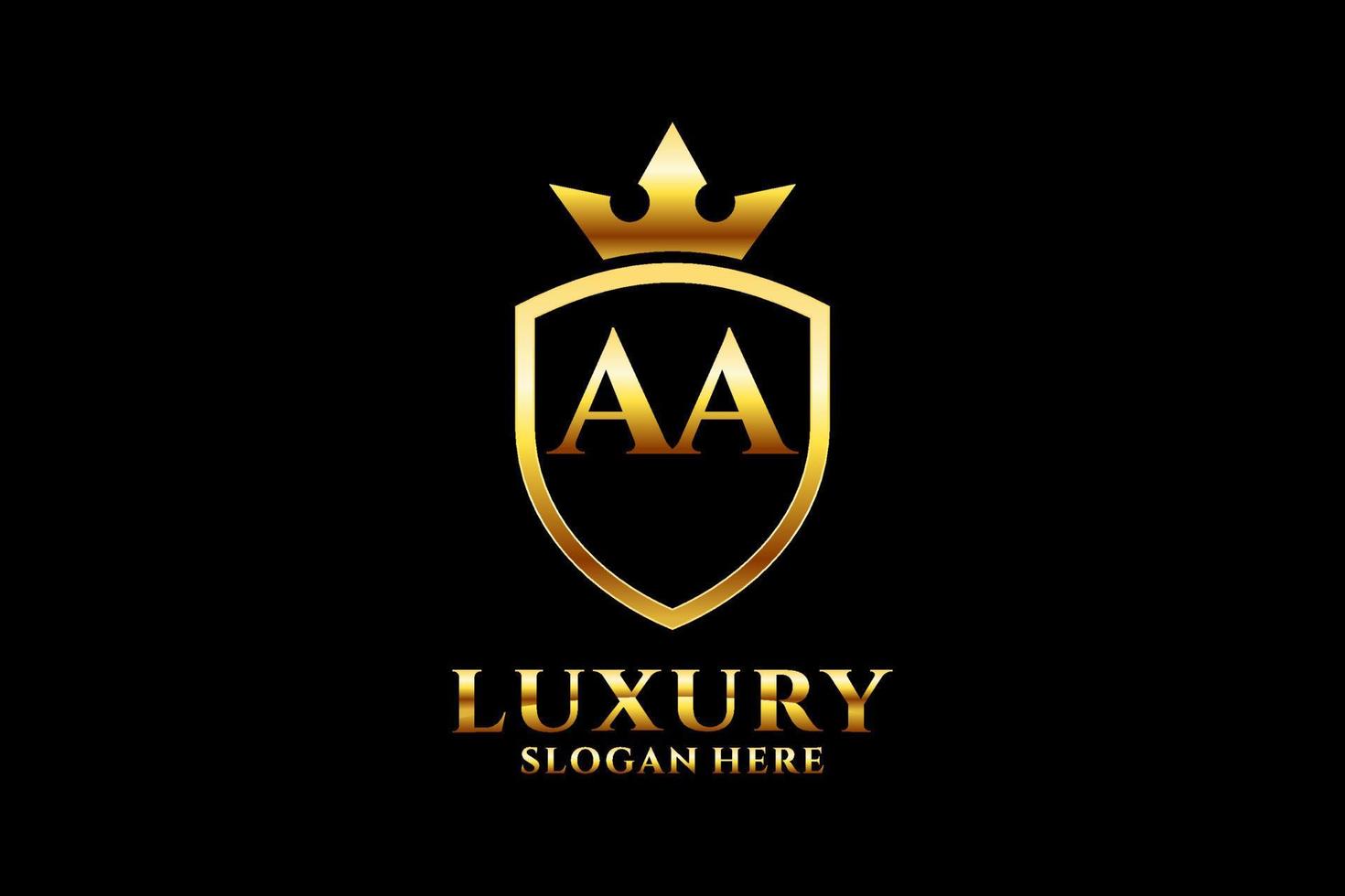 initial AA elegant luxury monogram logo or badge template with scrolls and royal crown - perfect for luxurious branding projects vector