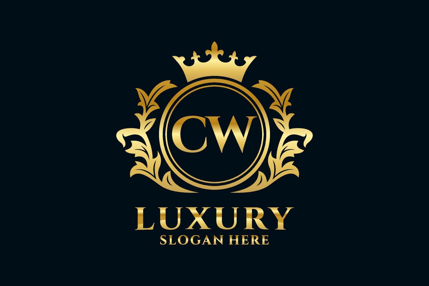 Initial CW Letter Royal Luxury Logo template in vector art for luxurious branding projects and other vector illustration.