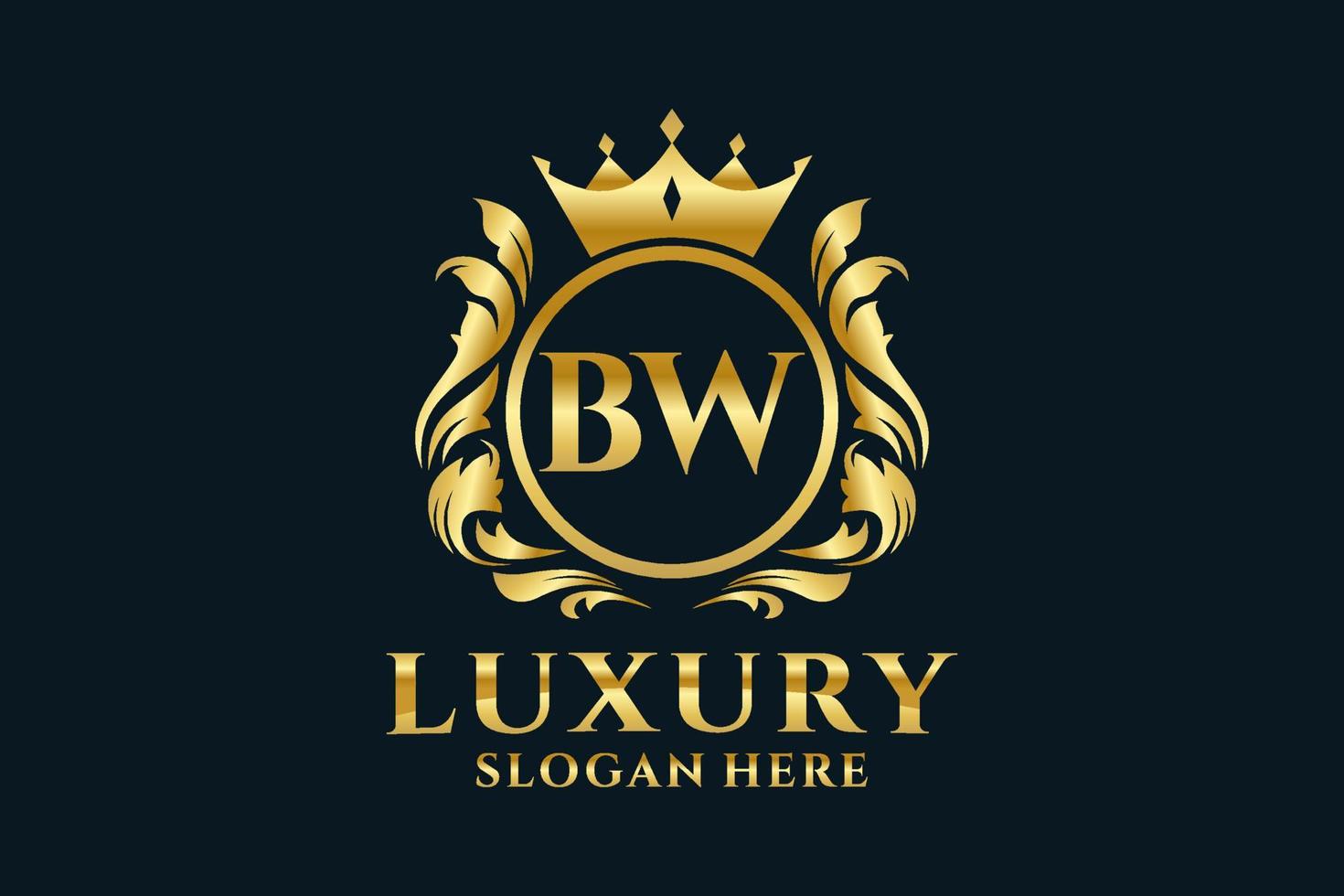 Initial BW Letter Royal Luxury Logo template in vector art for luxurious branding projects and other vector illustration.