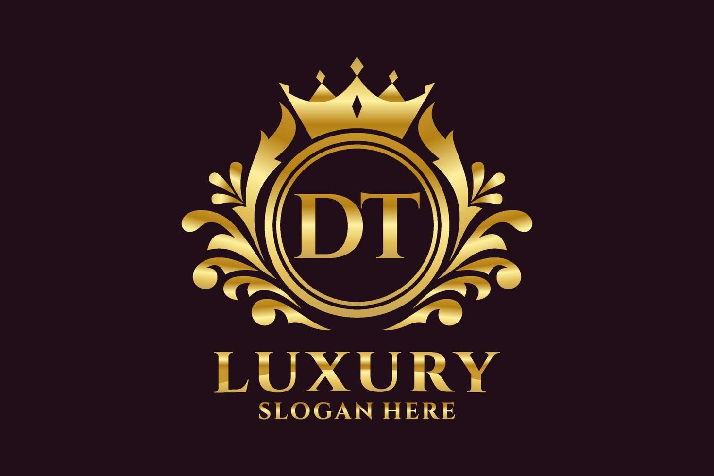 Initial DT Letter Royal Luxury Logo template in vector art for luxurious branding projects and other vector illustration.