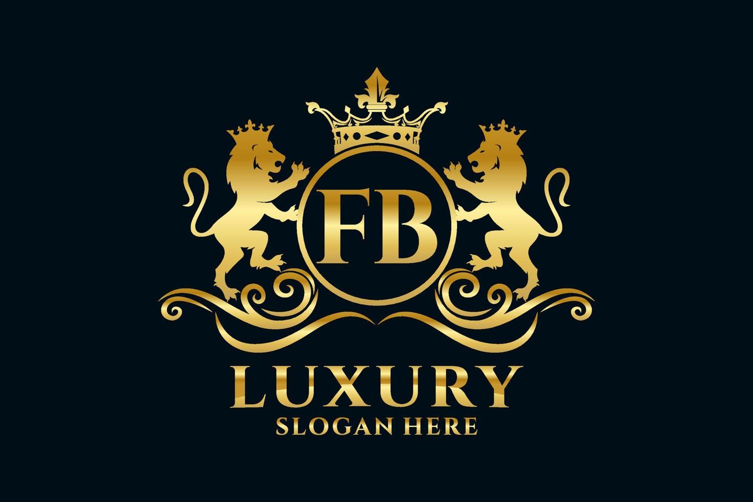 Initial FB Letter Lion Royal Luxury Logo template in vector art for luxurious branding projects and other vector illustration.