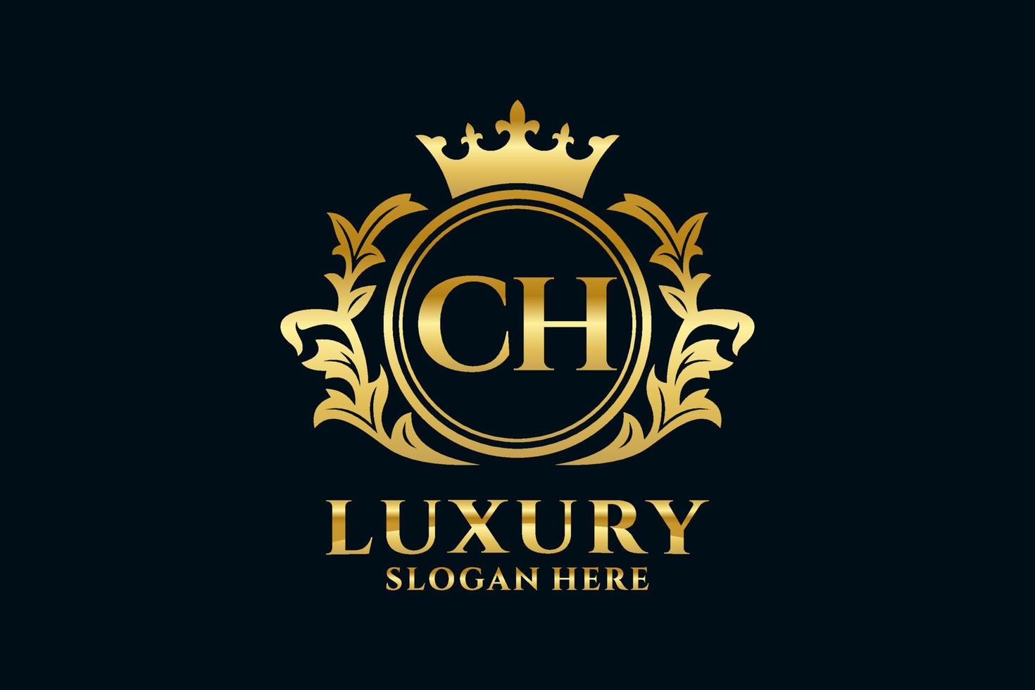 Initial CH Letter Royal Luxury Logo template in vector art for luxurious branding projects and other vector illustration.