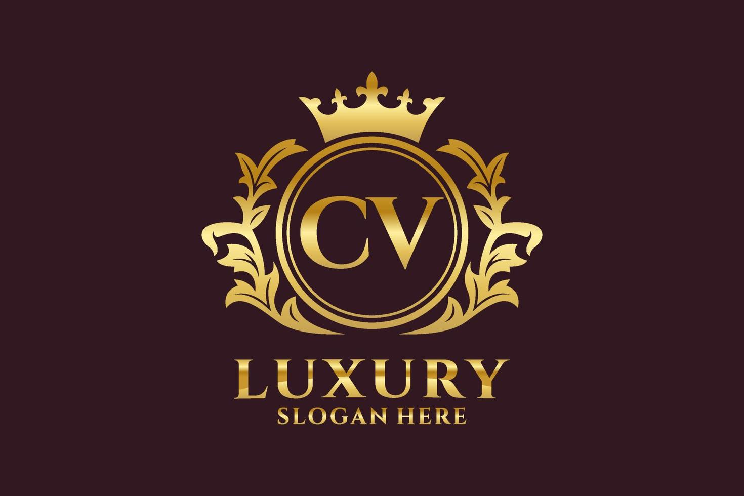 Initial CV Letter Royal Luxury Logo template in vector art for luxurious branding projects and other vector illustration.