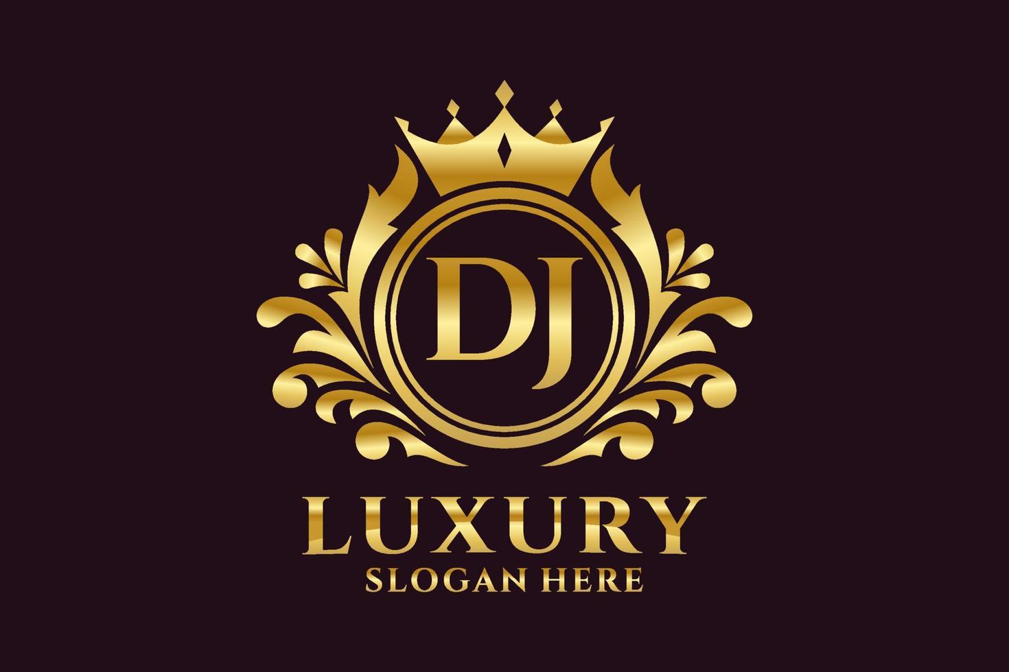 Initial DJ Letter Royal Luxury Logo template in vector art for luxurious branding projects and other vector illustration.