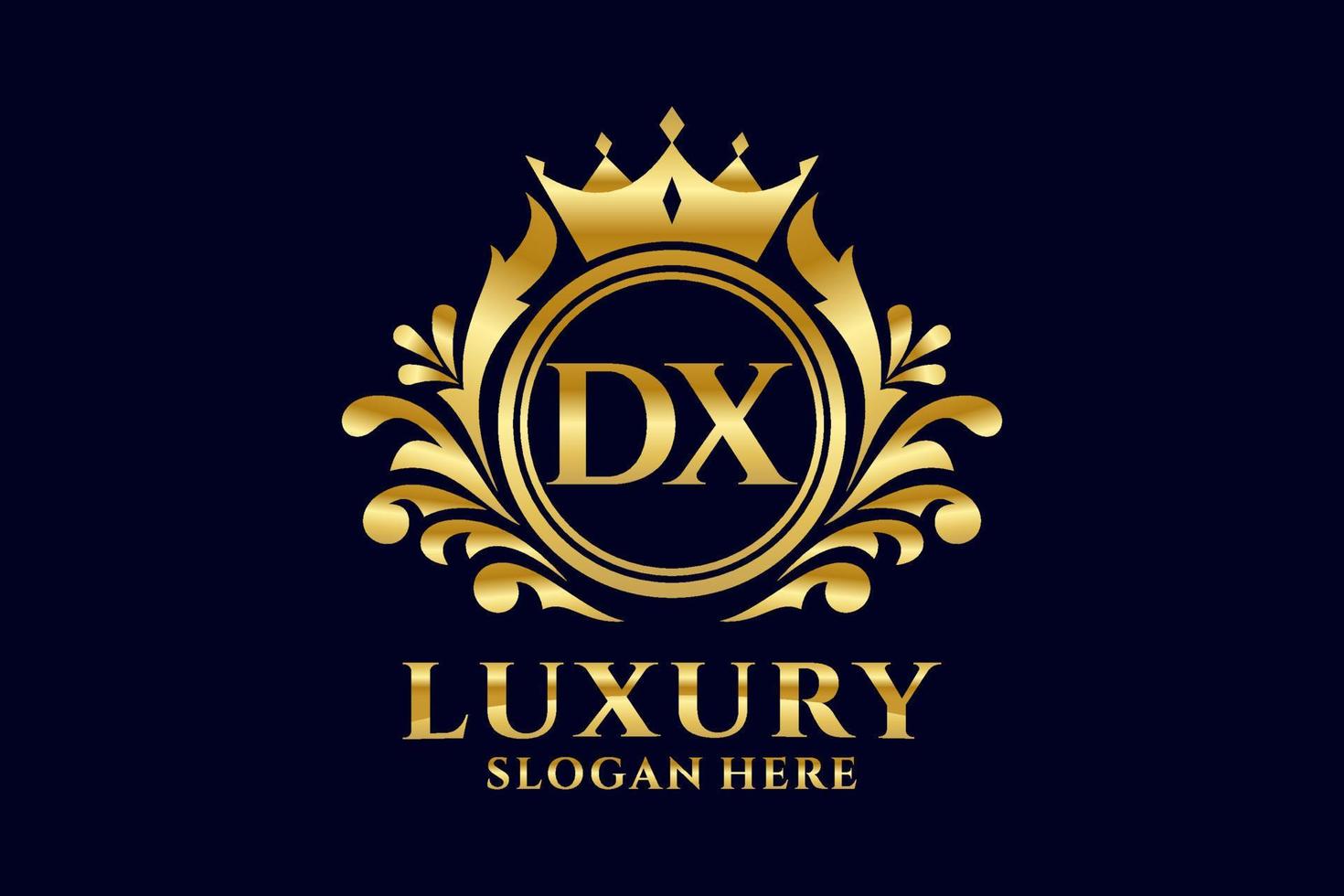 Initial DX Letter Royal Luxury Logo template in vector art for luxurious branding projects and other vector illustration.