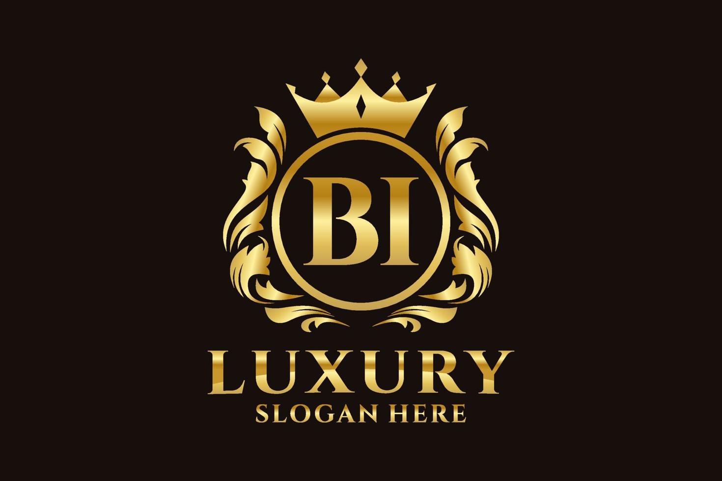 Initial BI Letter Royal Luxury Logo template in vector art for luxurious branding projects and other vector illustration.