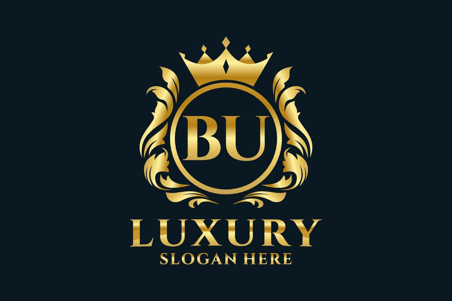 Initial BU Letter Royal Luxury Logo template in vector art for luxurious branding projects and other vector illustration.