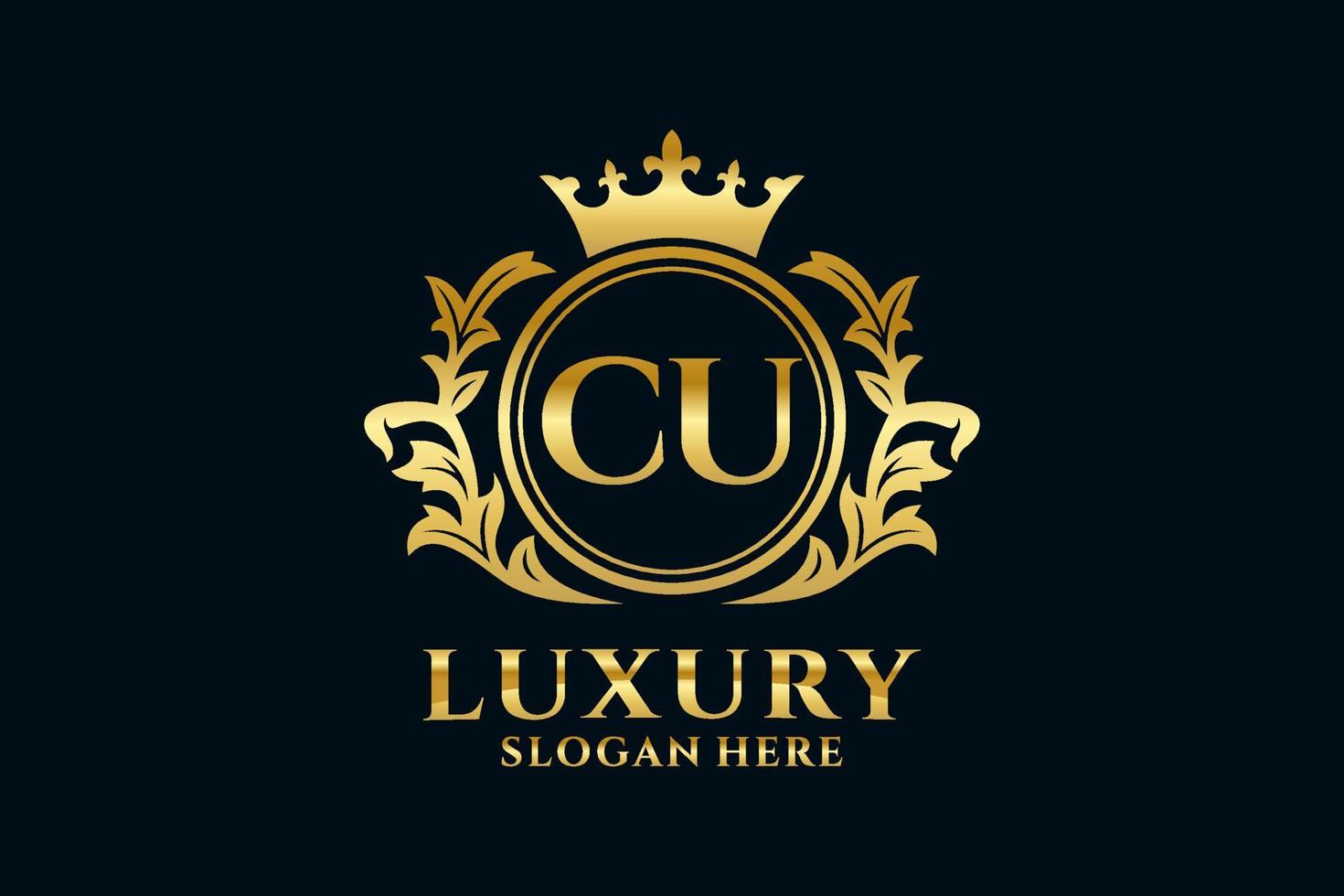 Initial CU Letter Royal Luxury Logo template in vector art for luxurious branding projects and other vector illustration.