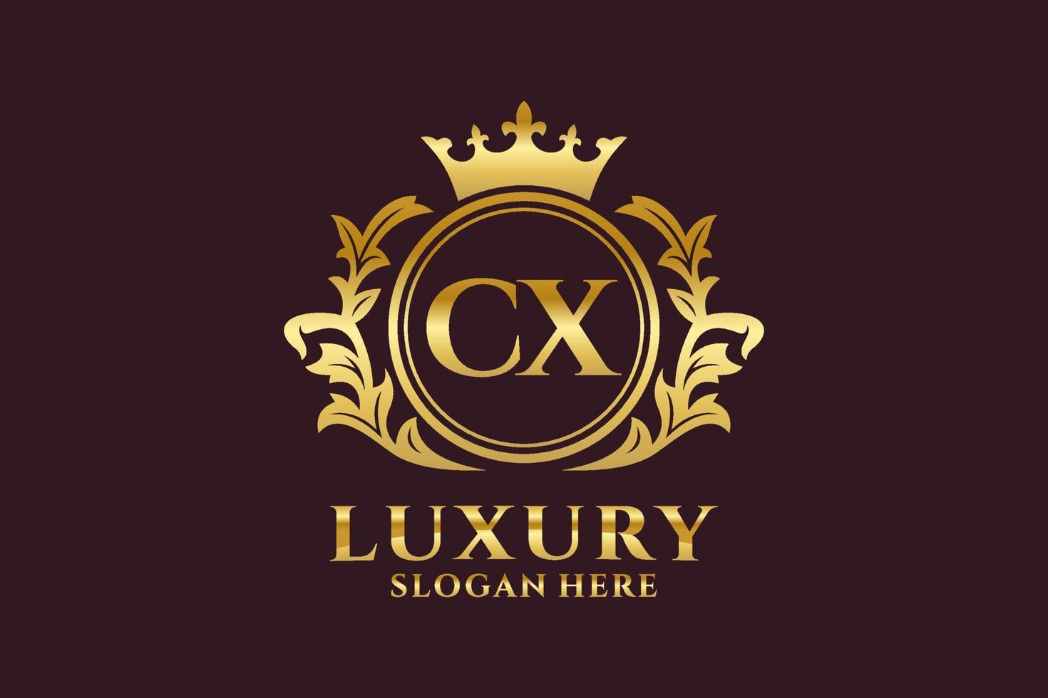 Initial CX Letter Royal Luxury Logo template in vector art for luxurious branding projects and other vector illustration.