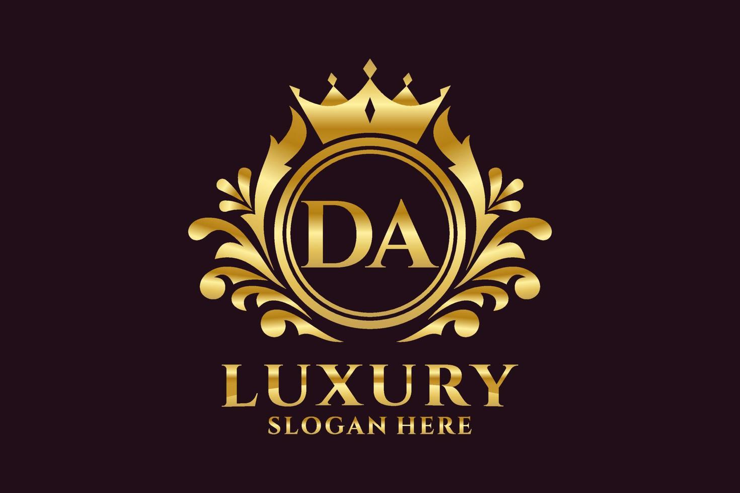 Initial DA Letter Royal Luxury Logo template in vector art for luxurious branding projects and other vector illustration.