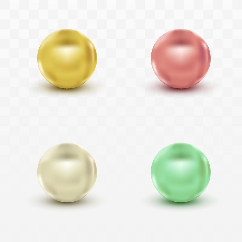 Luxury Ball Gold Rose Metal Ruby Realistic 3D Collection Set vector