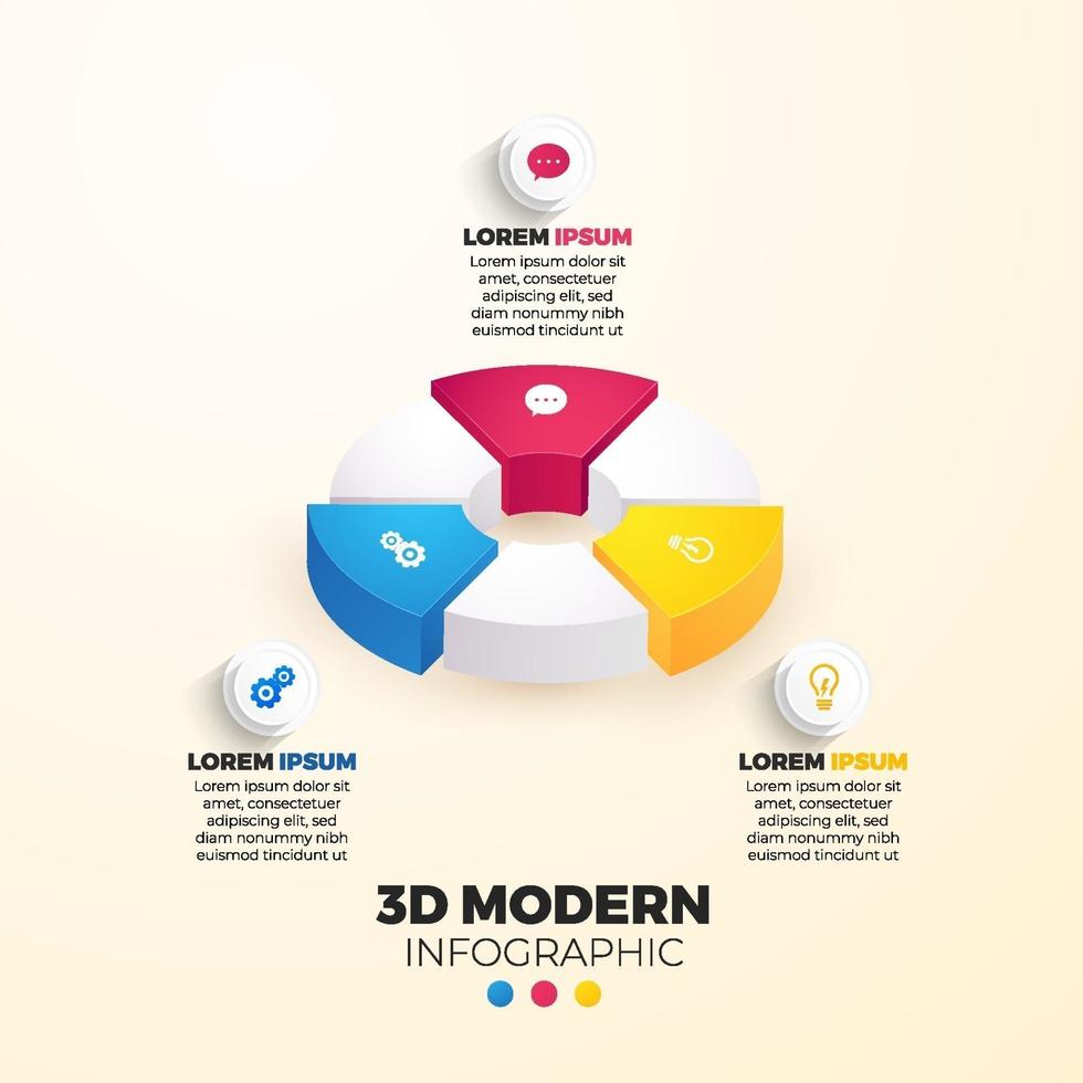 3D Modern Infographic 3 Element vector