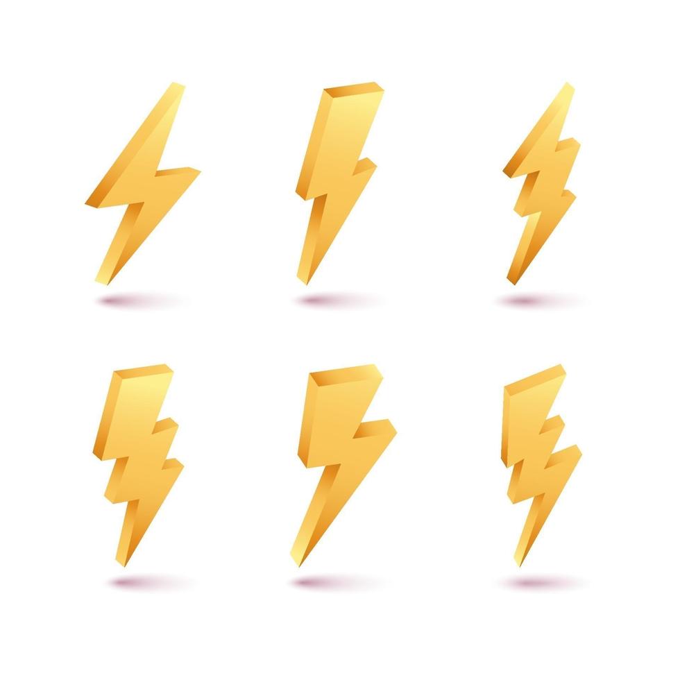 3d thunder isolated collection set vector