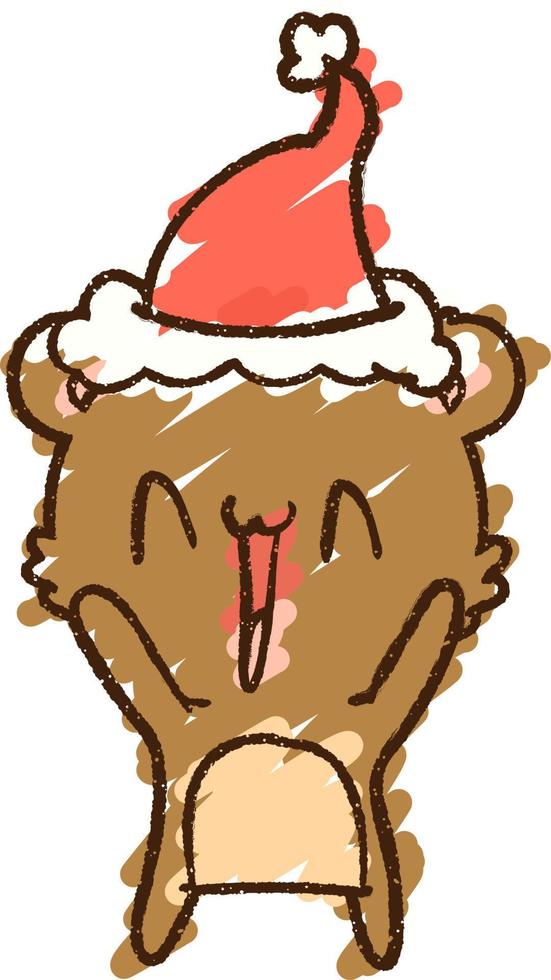 Excited Christmas Bear Chalk Drawing vector