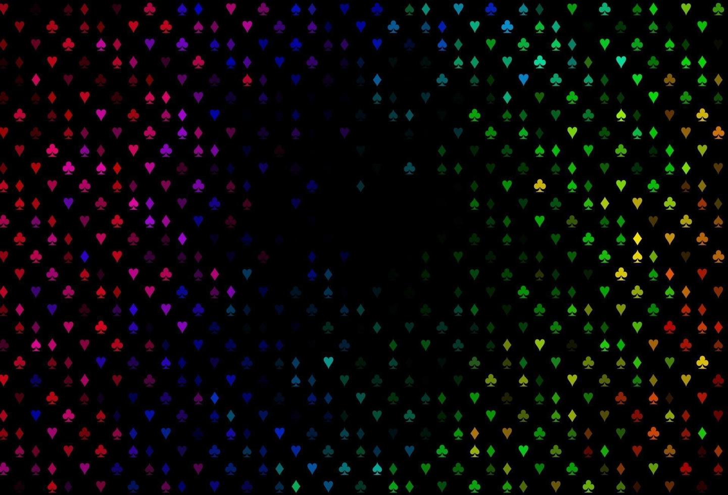 Dark Multicolor, Rainbow vector pattern with symbol of cards.