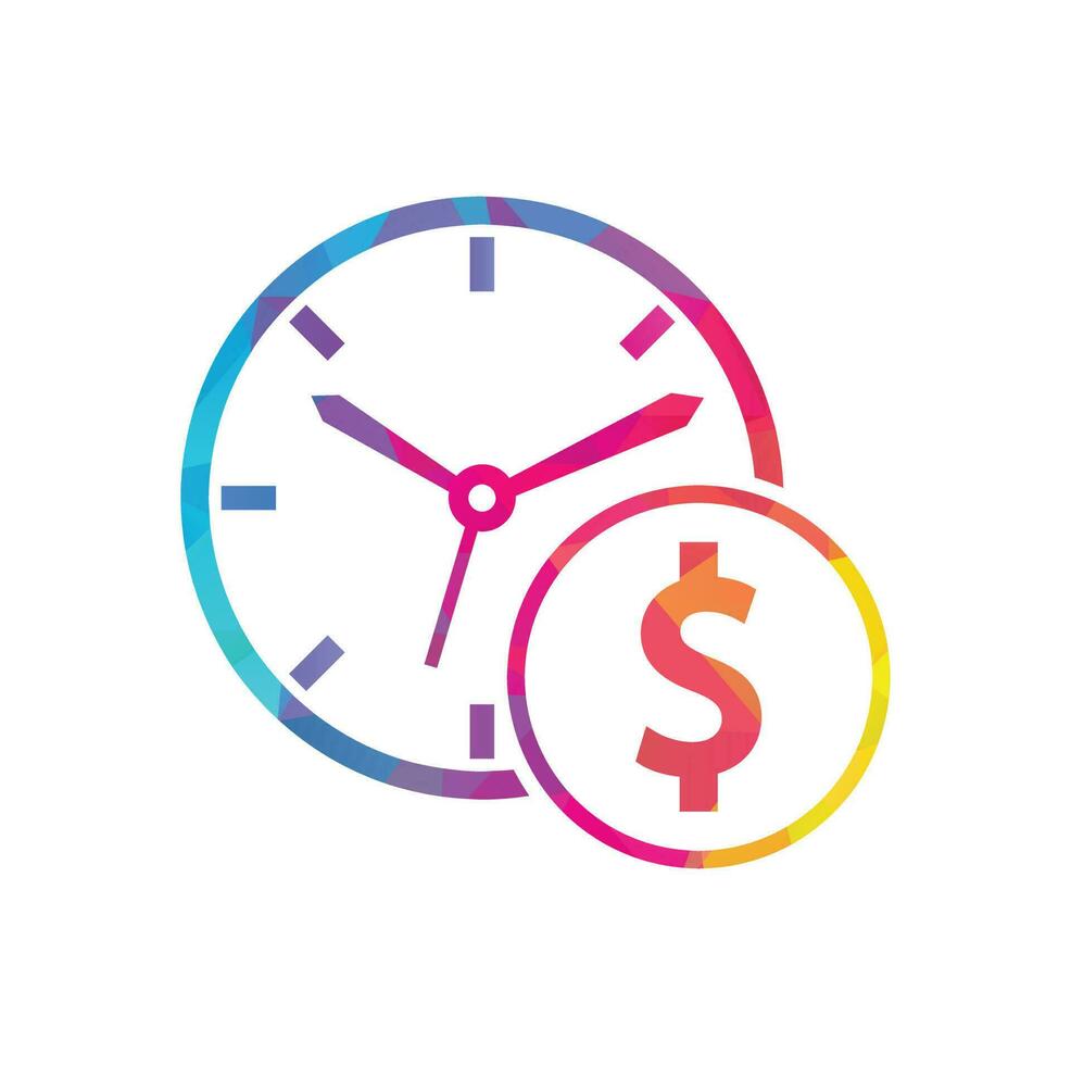 Time dollar logo design template icon. Time is money concept, clock and coin. vector
