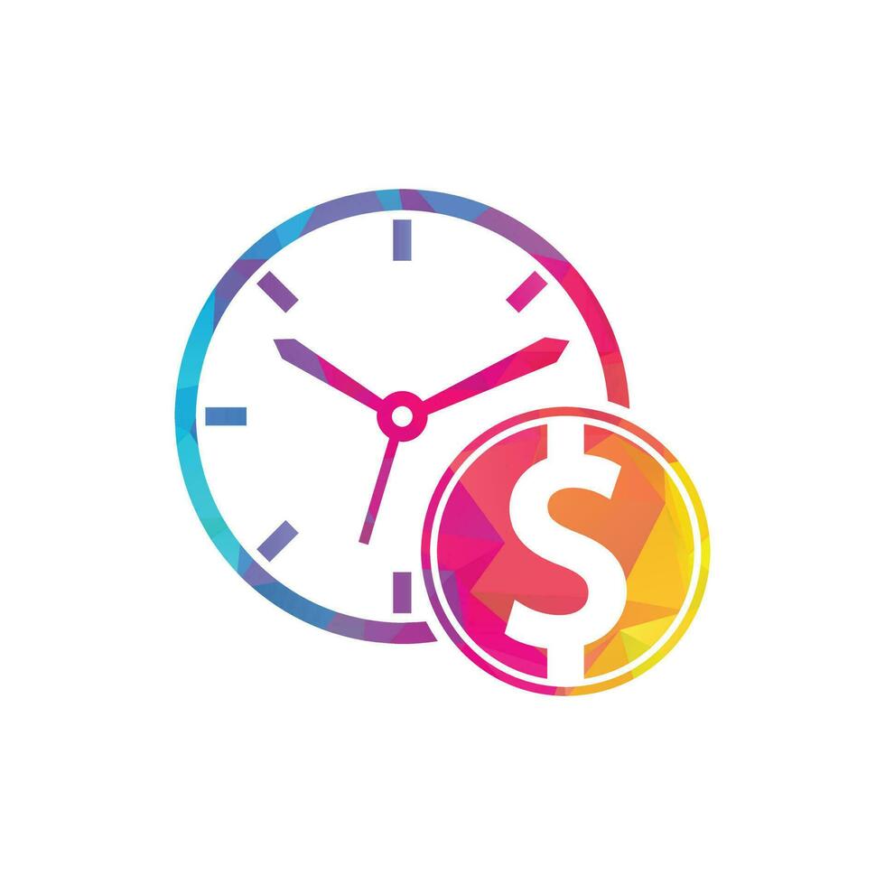 icono de plantilla de diseño de logotipo de dólar de tiempo. el tiempo es concepto de dinero, reloj y moneda. vector