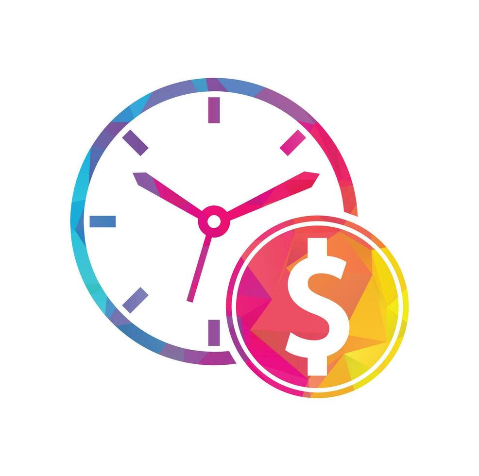 Time dollar logo design template icon. Time is money concept, clock and coin. vector